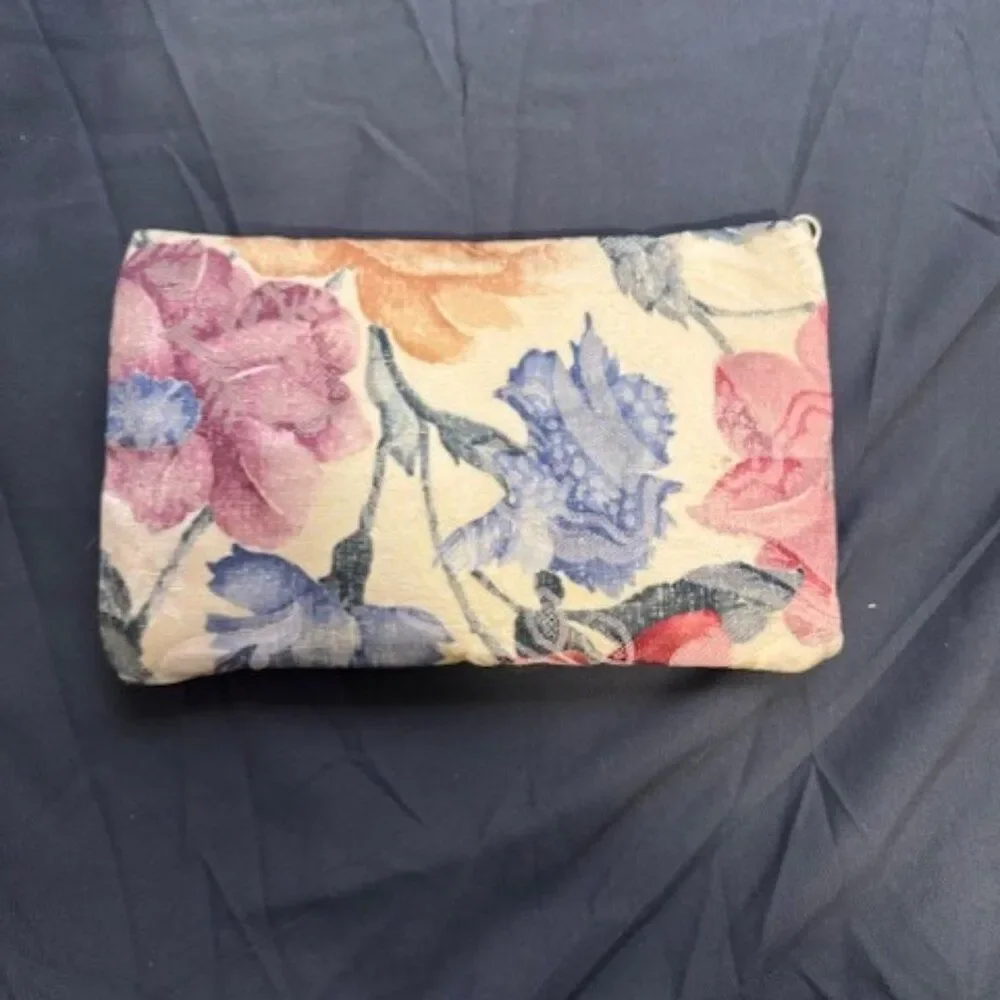 Vintage Floral Makeup Bag Cosmetic Bag with Zipper Tapestry Pattern